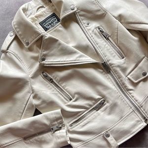 Levi Strauss & Co. Sz M Oysrer Faux Leather Moto Jacket